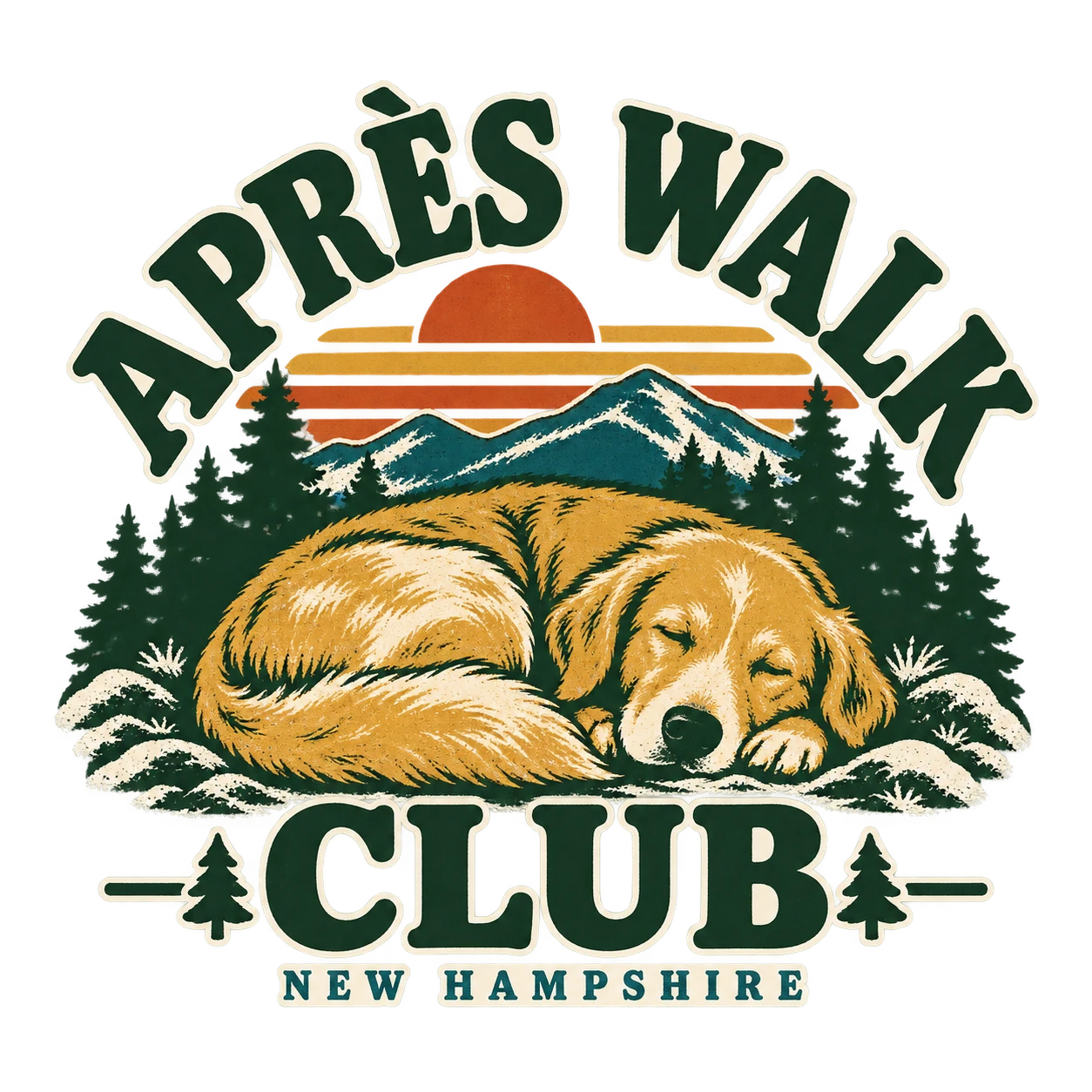 Après Walk Club original New Hampshire dog illustration
