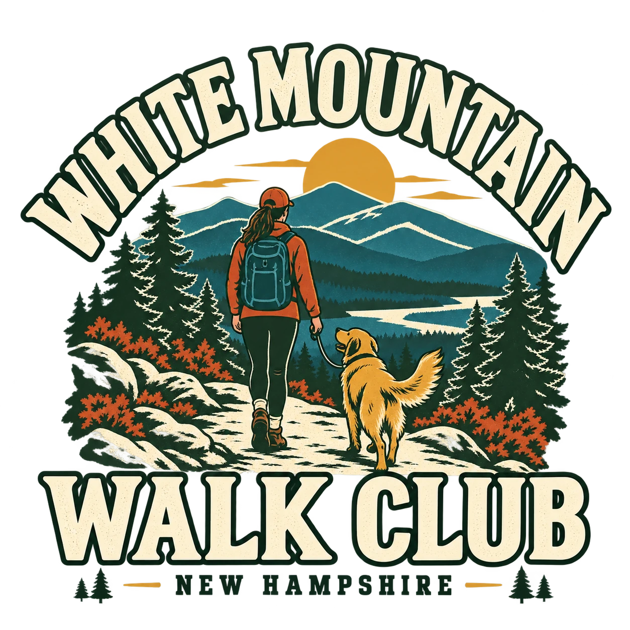 White Mountain Walk Club original New Hampshire dog illustration